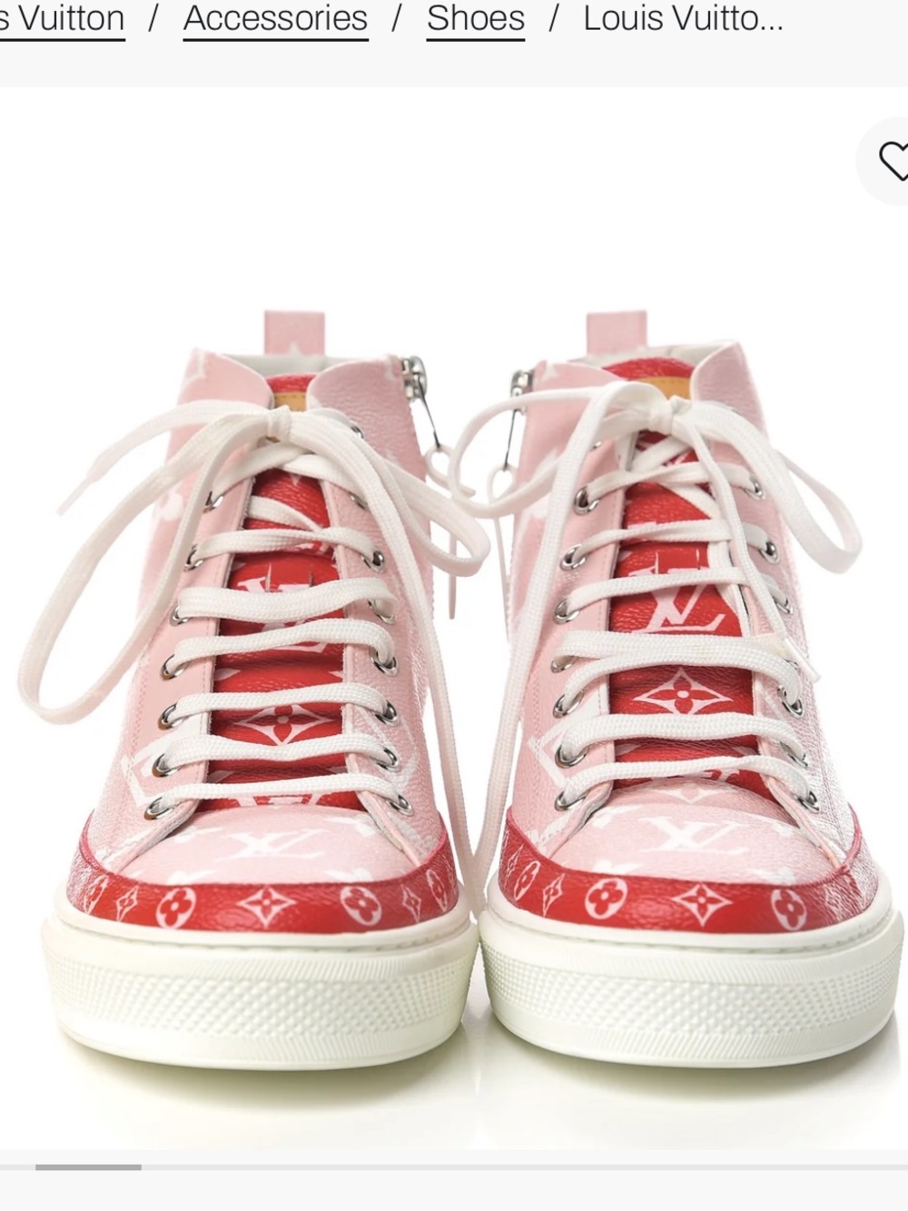 🩷🤍❤️Louis Vuitton Monogram Giant Stellar Sneaker Boots Rose Rouge